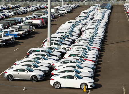 Cars in car storage area